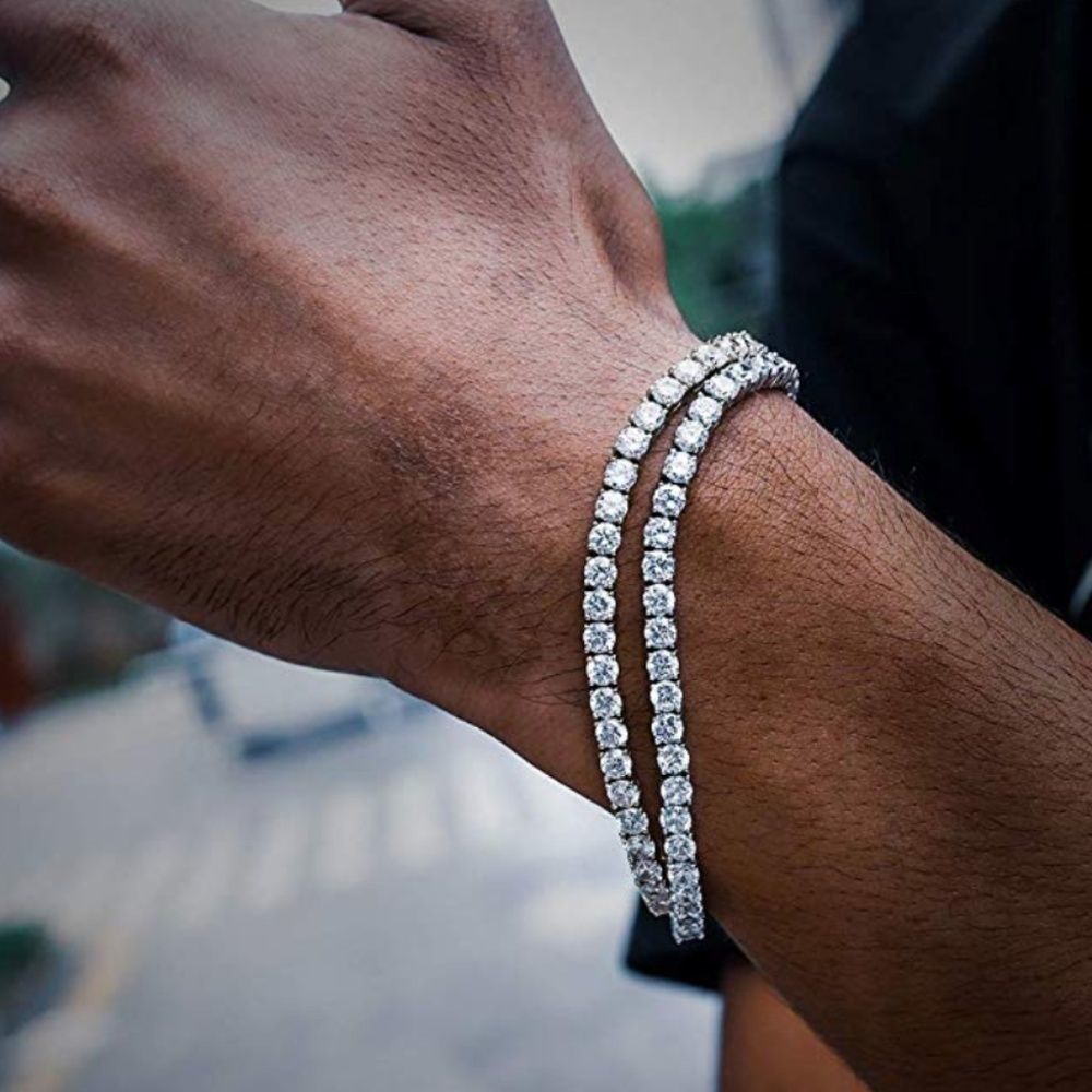 Braclet 14k White Gold 5A grade Cubic Stones